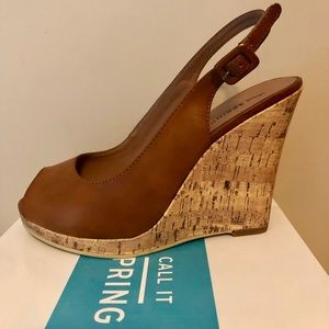 Platform Slingback Wedge Sandals Size 8 New In Box